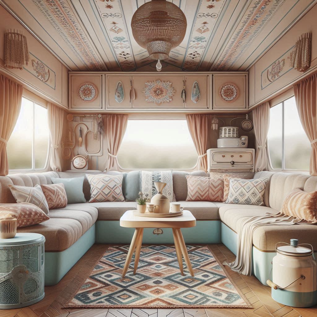 Caravan Interior Design. Fun patterns interior.