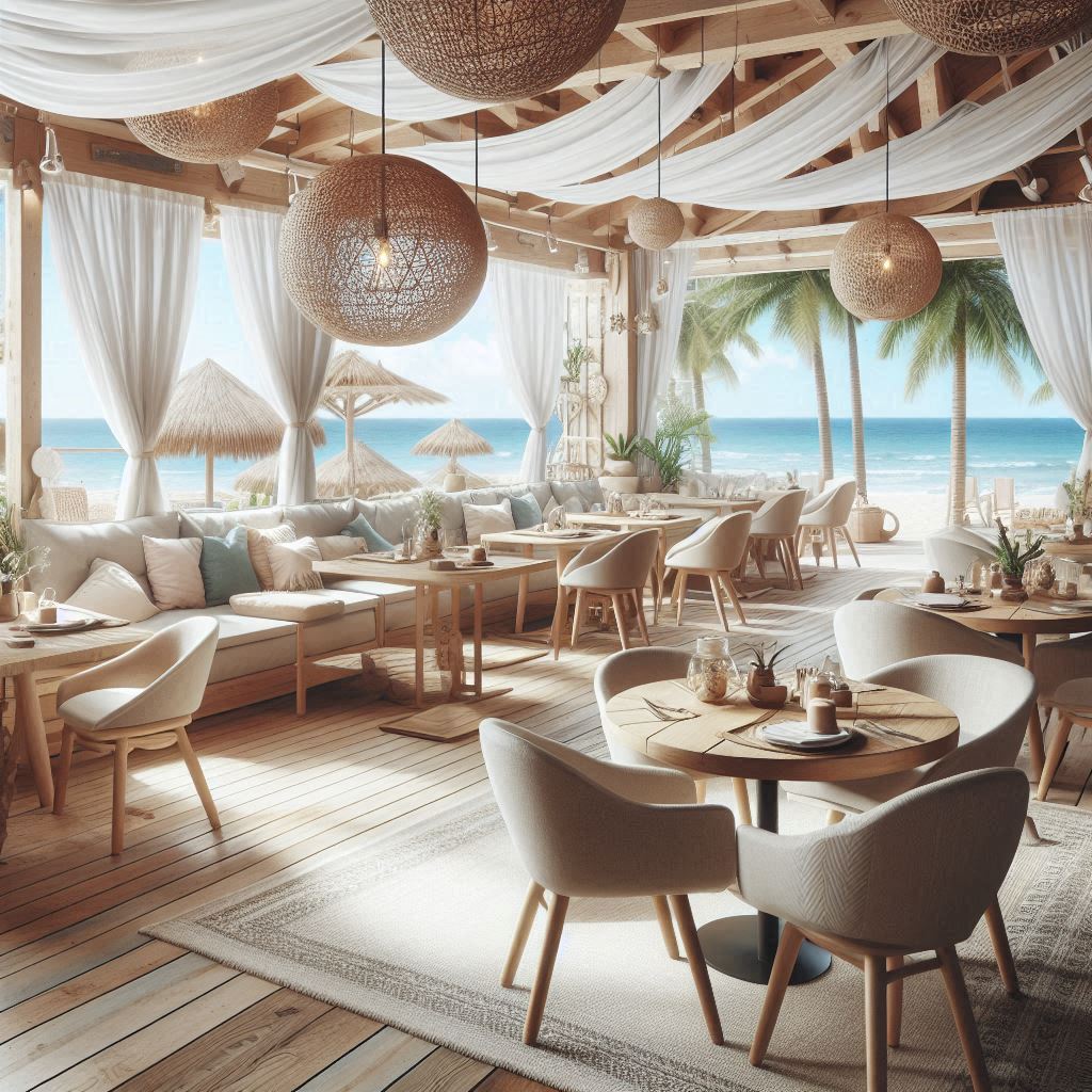 Beach Restaurant Interior Design. Light Colors