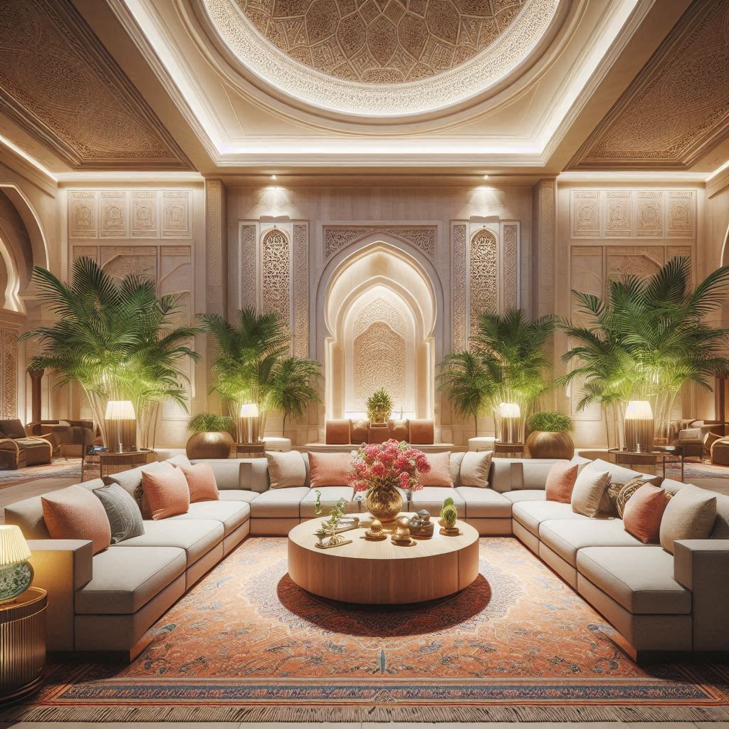 Arabic Majlis Interior Design. Indoor Plants. 