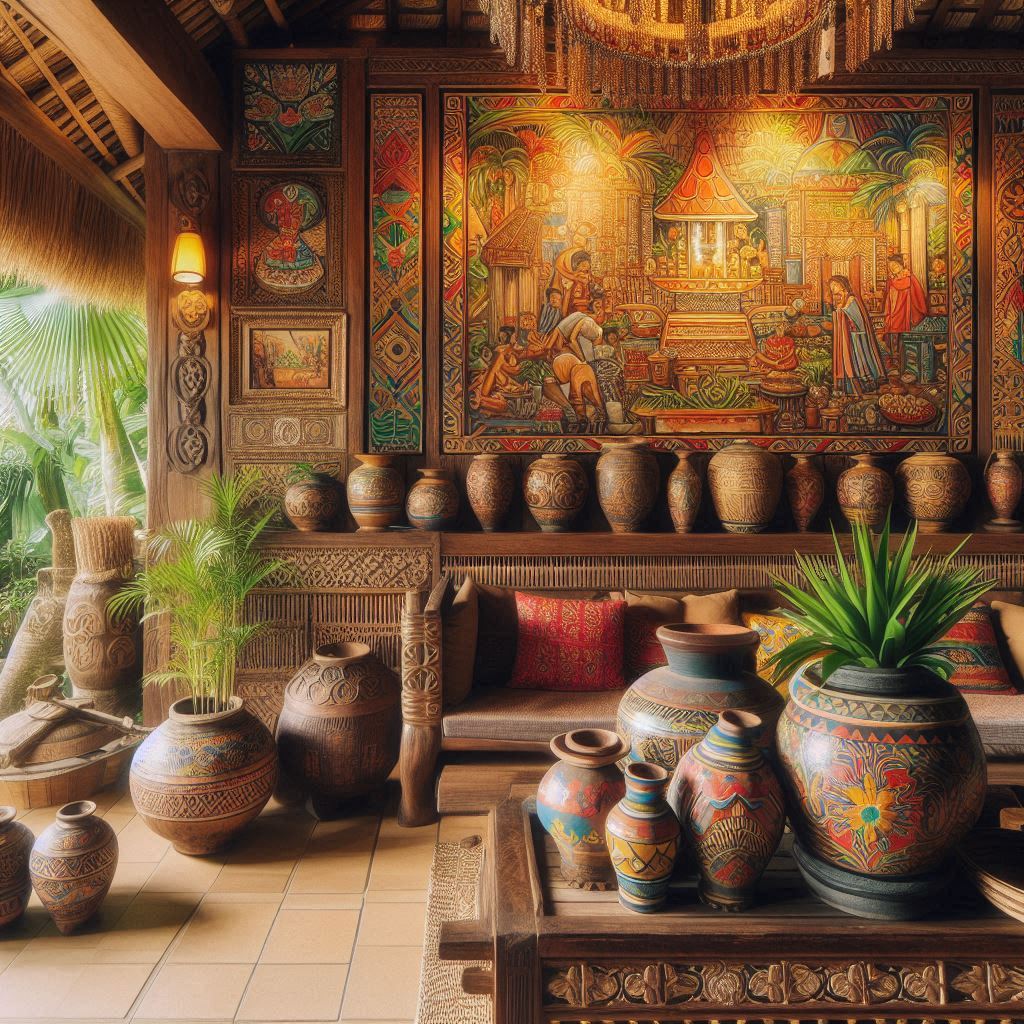 Filipino Interior Design. traditional filipino pottery, artwork