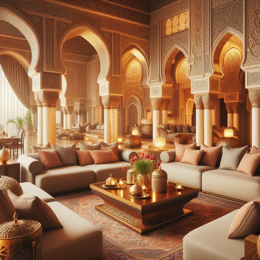 Arabic Majlis Interior Design. Warm Colors