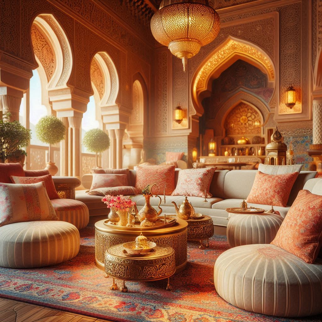 Arabic Majlis Interior Design. Comfortable Seating. 