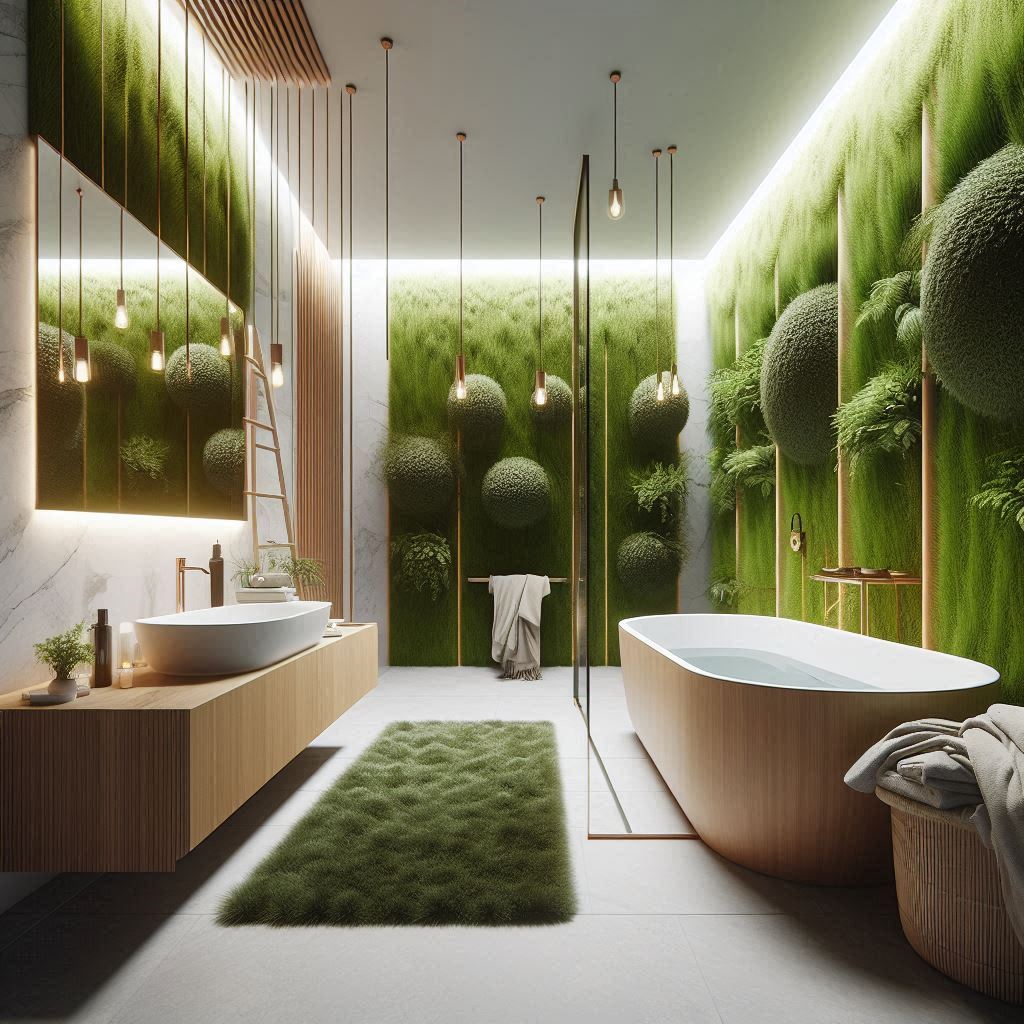 Interior Design Grass Wall. Grass Wall in Bathrooms