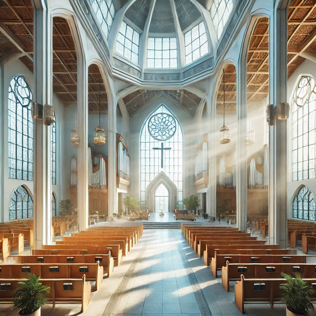 Church Building Interior Design. Use Natural Light. Large windows, skylights, or even glass walls