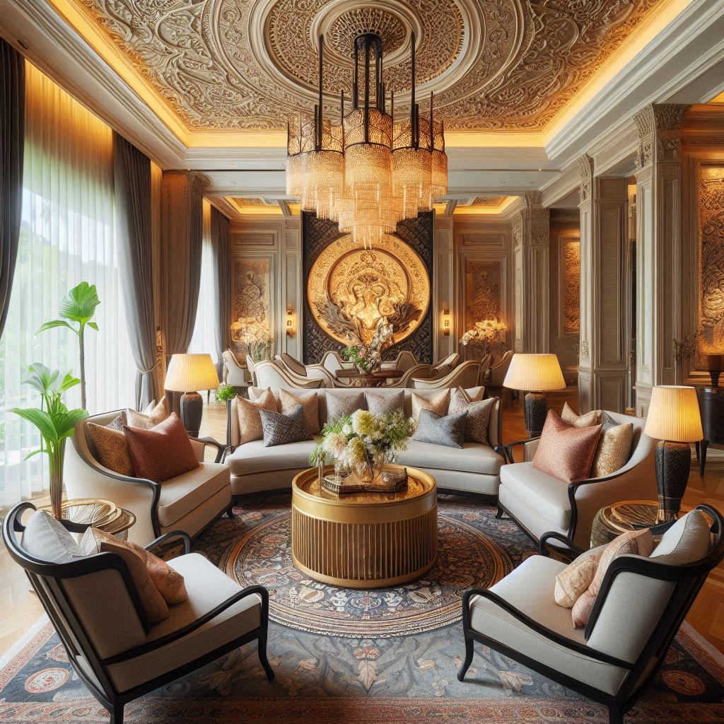 french indochina indochine interior design. plush cushions and well-designed seating