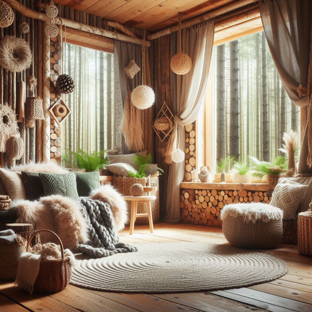 Interior Design Forest. chunky wool and jute can be used for throw blankets, pillows, curtains, or rugs