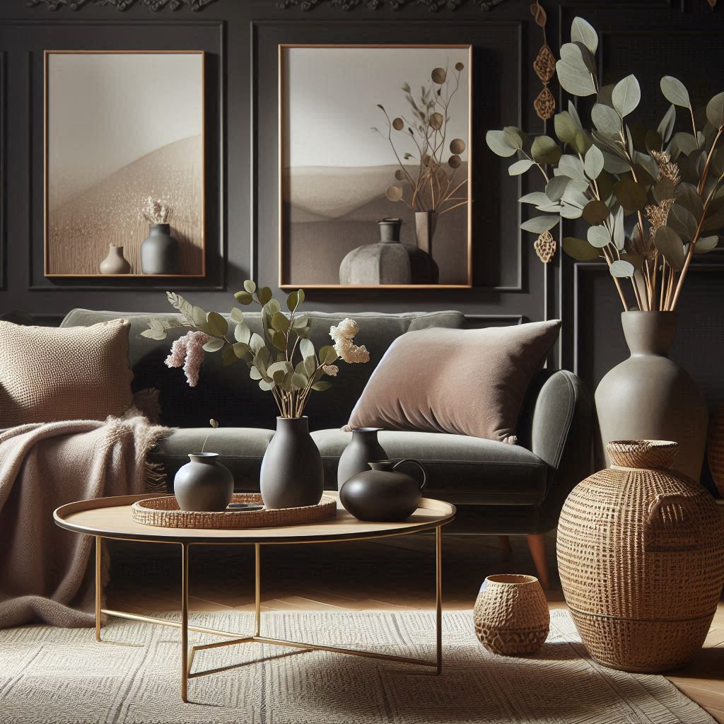 Deft Interior Design. pair a plush velvet sofa with a sleek coffee table. woven baskets or ceramic vases