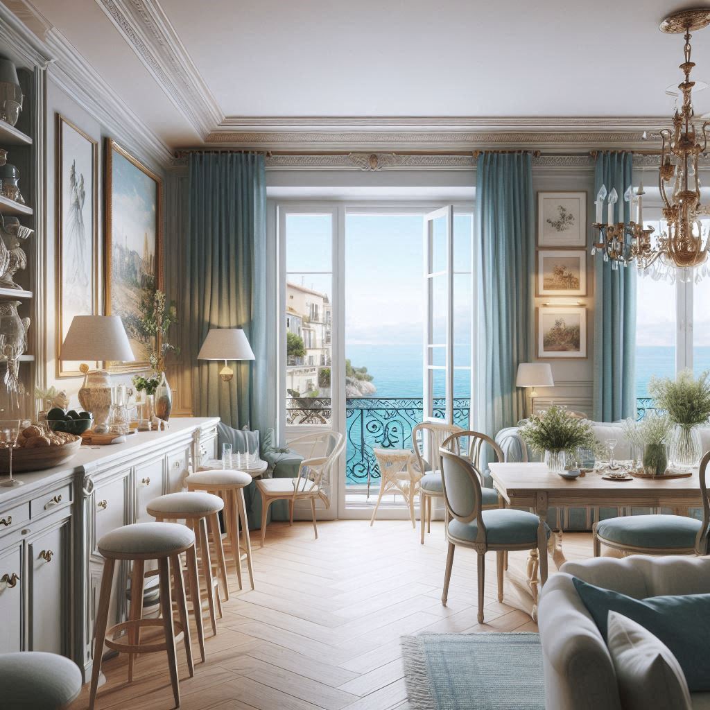 Interior Design French Riviera. soft blue