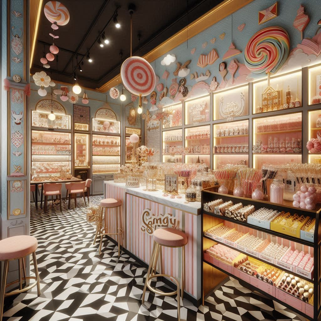 Candy Store Interior Design. Mix and Match Patterns