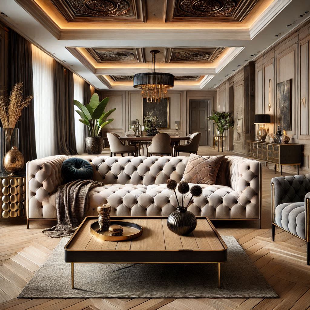 Ege Luxury Interior Design. Opt for clean-lined, well-crafted pieces that incorporate elegant finishes and luxurious materials. A tufted sofa in velvet, a sleek leather chair, or a solid wood coffee table